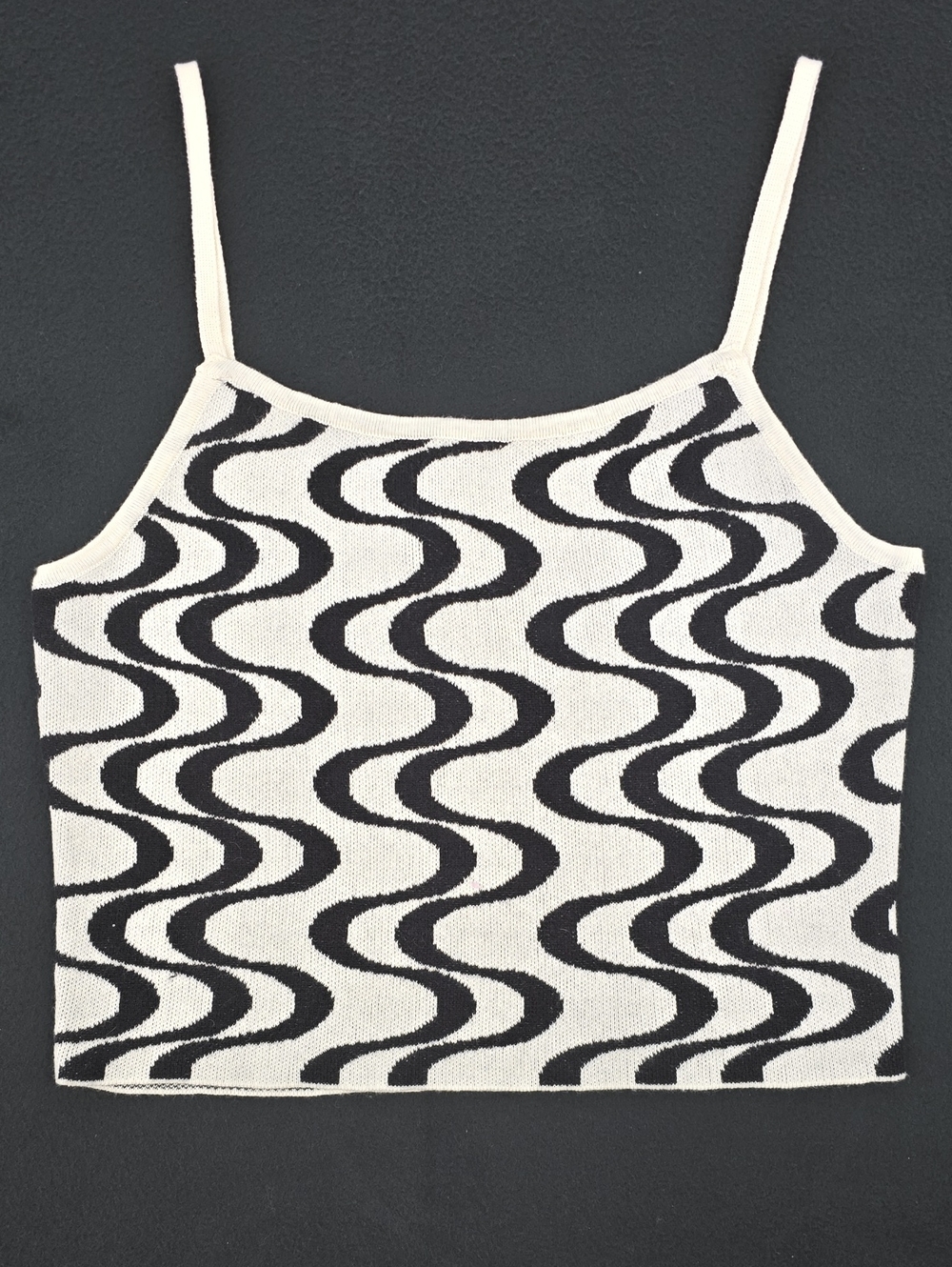 Le Lis Black & White Wavy Sweater Tank Top
